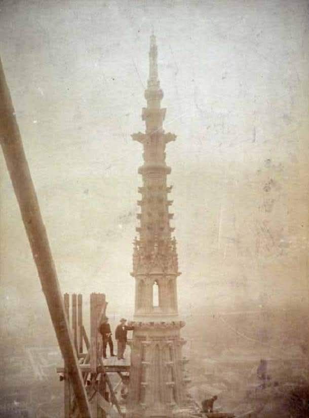 Katedrala u gradnji, vrh tornja katedrale, oko 1898. godine